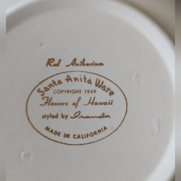 SANTA ANITA Red Anthurium Flower of Hawaii Fruit Bowl - Picture 5 of 5